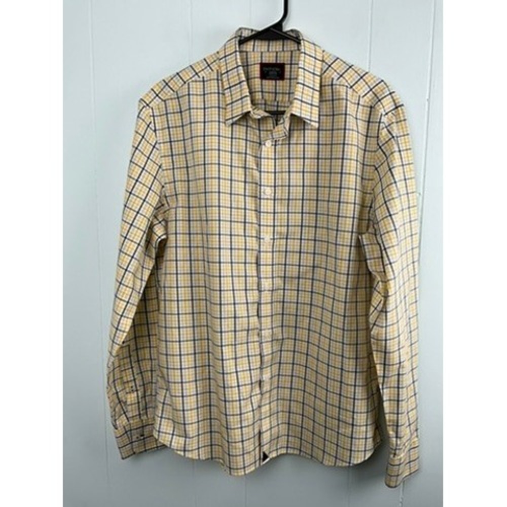 UNTUCKit Sumoll WF Yellow Plaid Wrinkle Free Button Down Shirt Mens Medium 41523